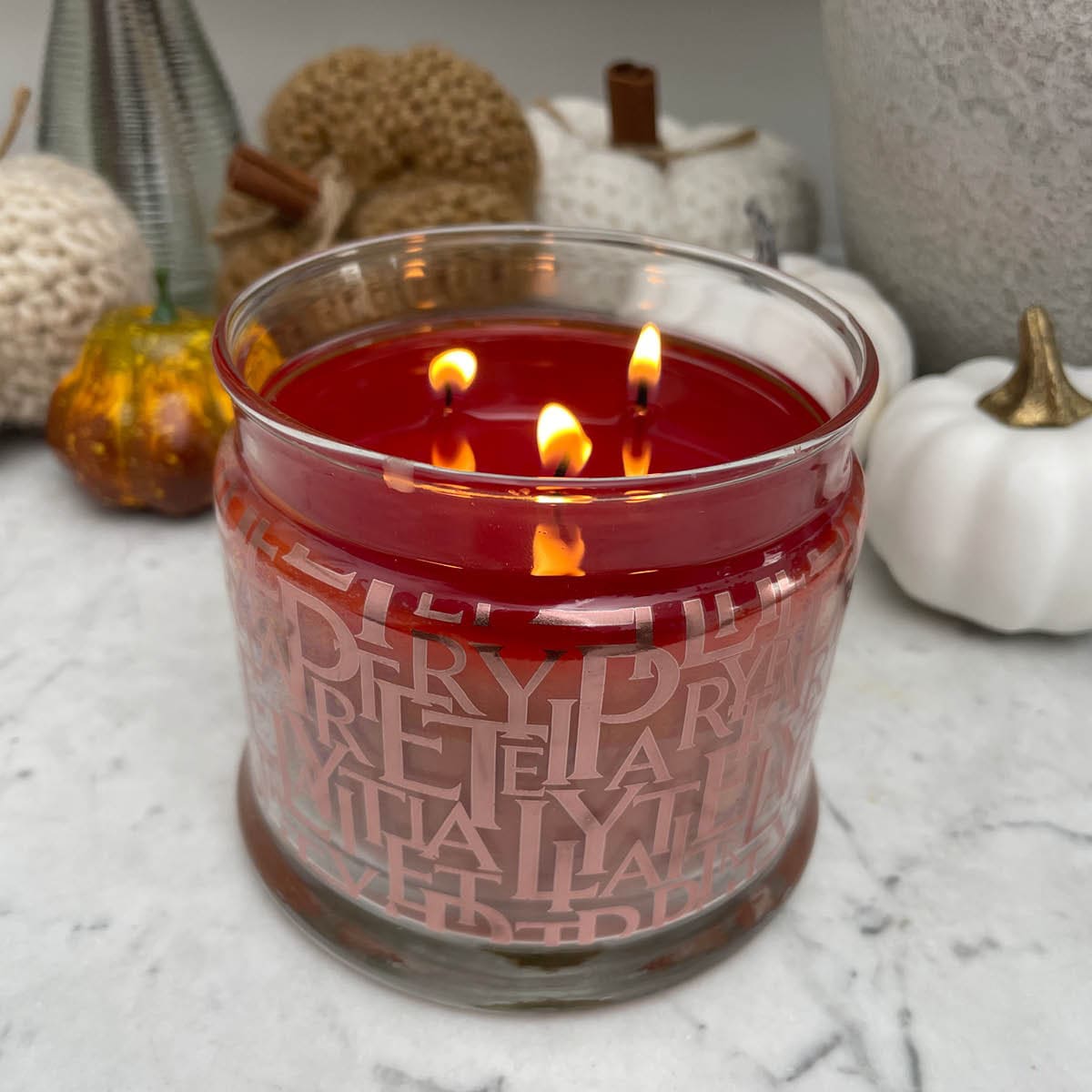 Bath & Body Works WHITE HARVEST PUMPKIN GOLD 3-Wick Candle sale Holder Glass Pedestal