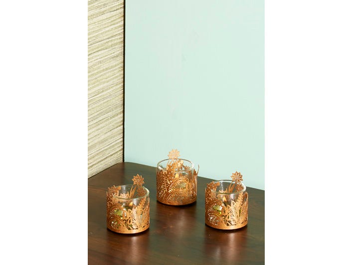 Golden Frond Votive Trio - PartyLite US