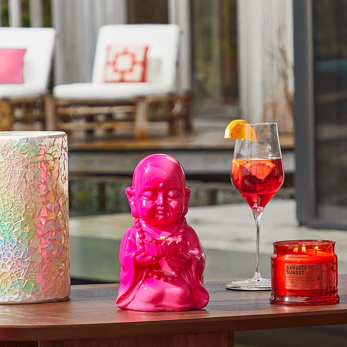 Happy Buddha Tealight Holder - Pink - PartyLite US