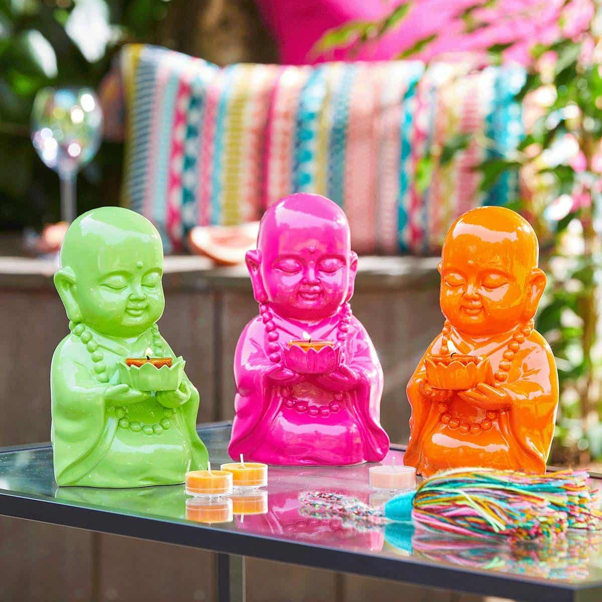 Happy Buddha Tealight Holder - Pink - PartyLite US