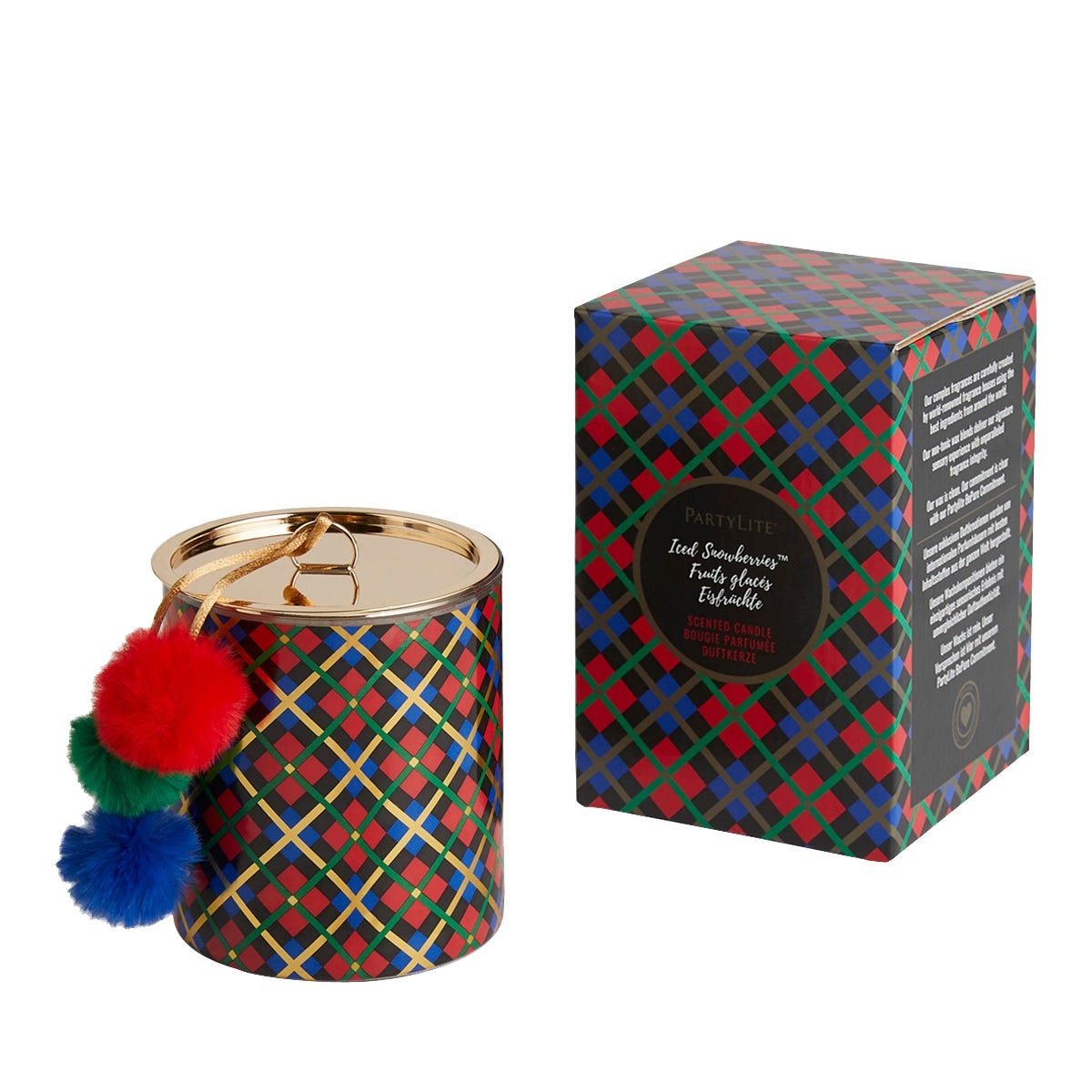 Iced Snowberries™ Festive Plaid Jar Candle - PartyLite US