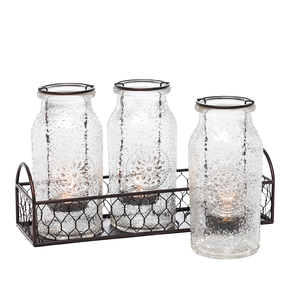 Vintage Milk Bottle Tealight Holder Set - PartyLite US